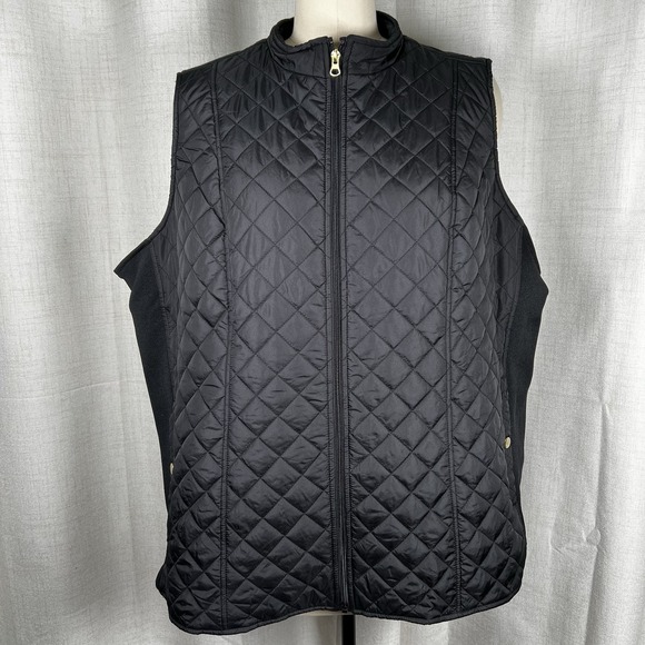 Kim Rogers Jackets & Blazers - NEW! Kim Rogers Black Quilted Vest Women's XXL 2X Lightweight Puffer Zip Front